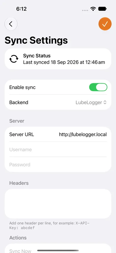 Sync settings